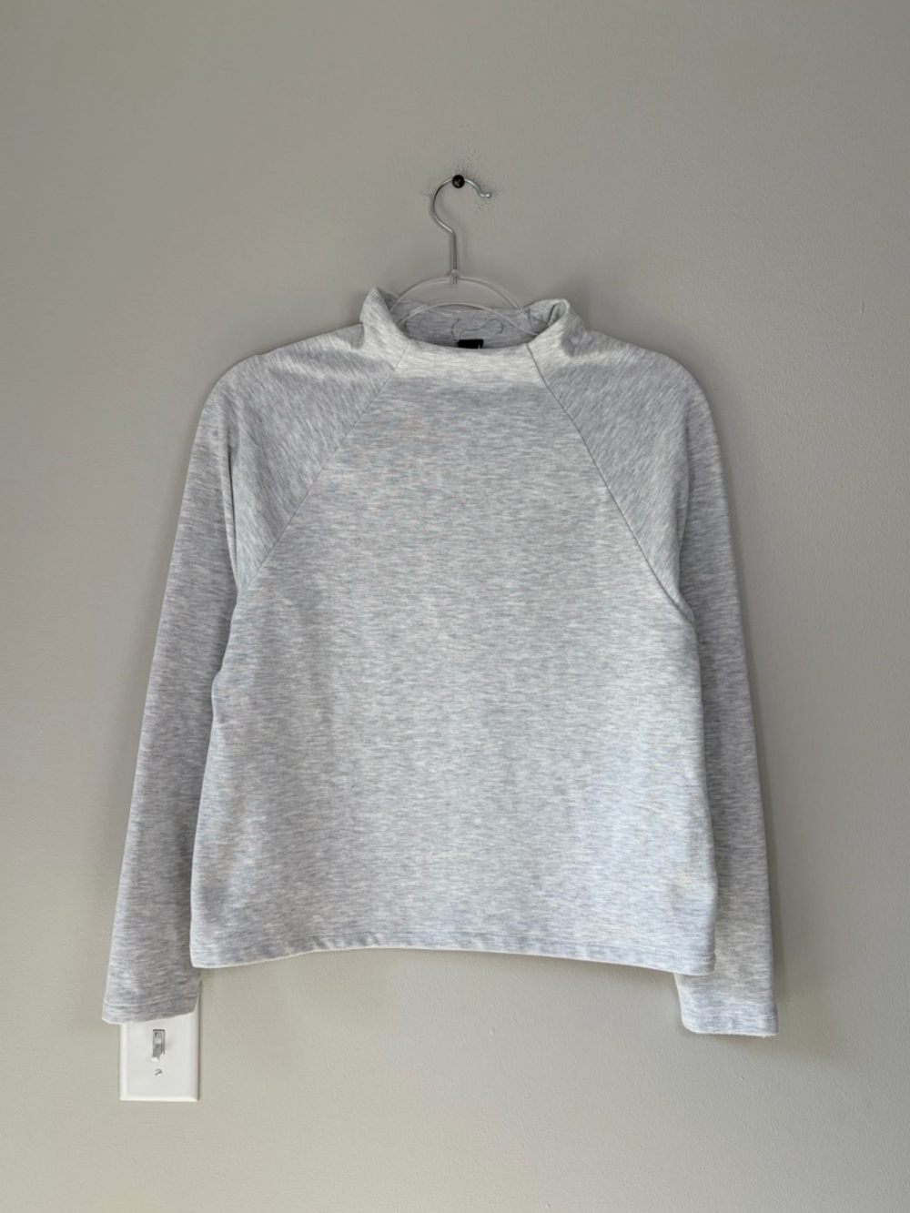 Bobi Light Heather Gray Long Sleeve Raglan Mock Neck Top Luxe Loungewear